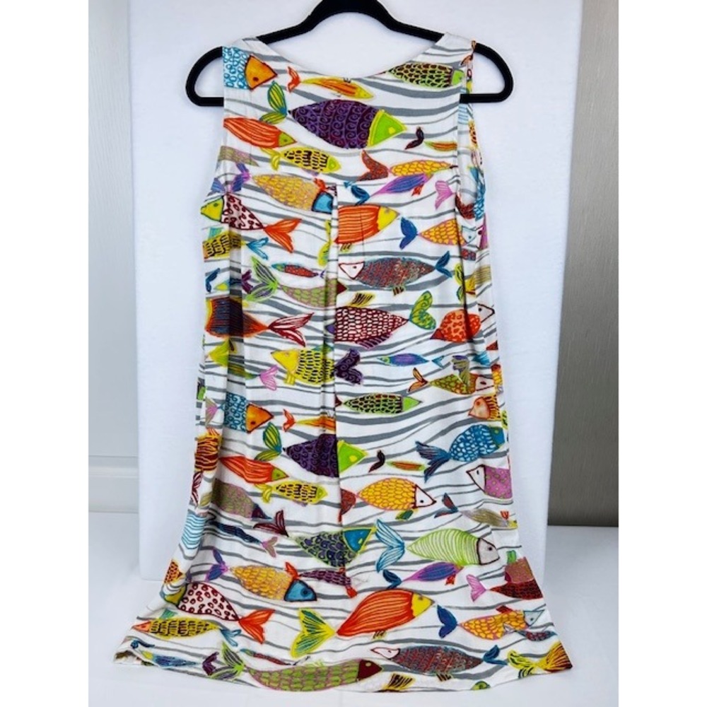 Vintage Jams World Jackie Dress w/ Tropical Fish Watercolor Print Womens Small
